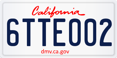 CA license plate 6TTE002
