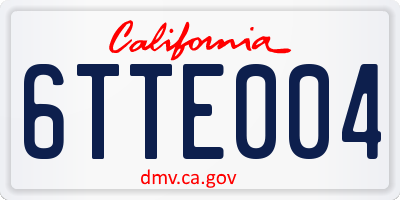 CA license plate 6TTE004