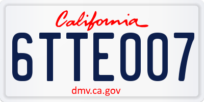 CA license plate 6TTE007