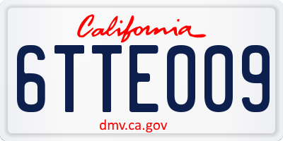 CA license plate 6TTE009