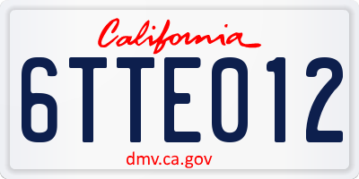 CA license plate 6TTE012