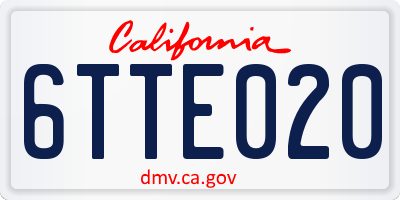 CA license plate 6TTE020