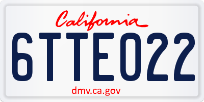 CA license plate 6TTE022
