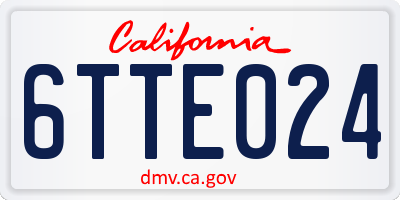 CA license plate 6TTE024
