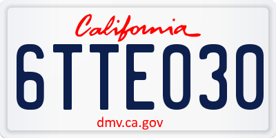 CA license plate 6TTE030