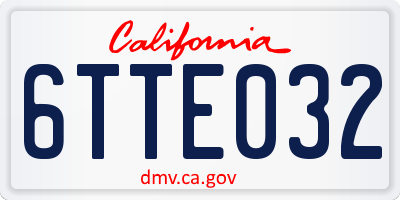 CA license plate 6TTE032
