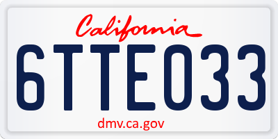 CA license plate 6TTE033
