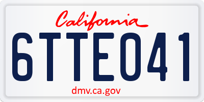 CA license plate 6TTE041