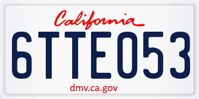 CA license plate 6TTE053