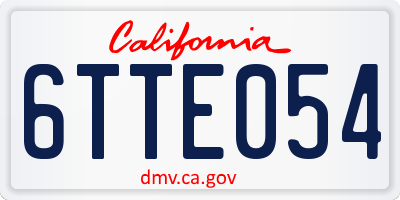 CA license plate 6TTE054
