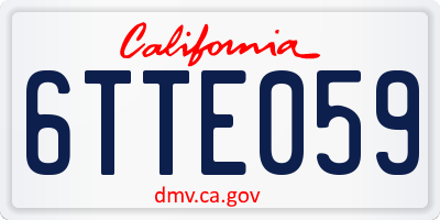 CA license plate 6TTE059
