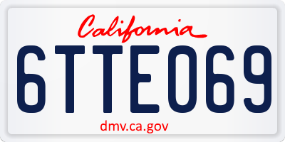 CA license plate 6TTE069
