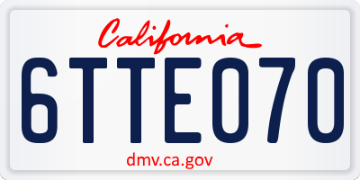 CA license plate 6TTE070