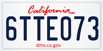 CA license plate 6TTE073