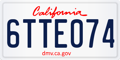 CA license plate 6TTE074