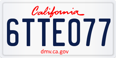 CA license plate 6TTE077