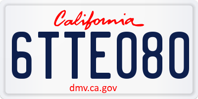 CA license plate 6TTE080