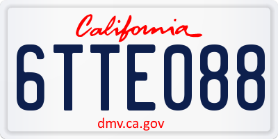 CA license plate 6TTE088