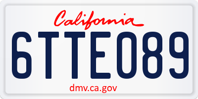 CA license plate 6TTE089