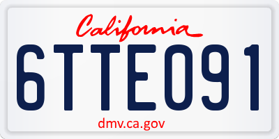 CA license plate 6TTE091