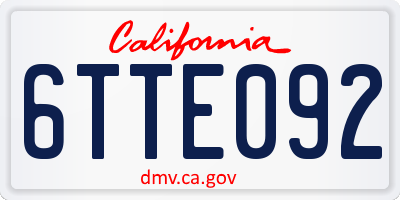 CA license plate 6TTE092