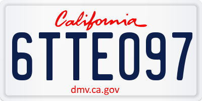 CA license plate 6TTE097