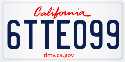 CA license plate 6TTE099