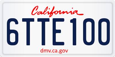 CA license plate 6TTE100