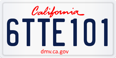 CA license plate 6TTE101