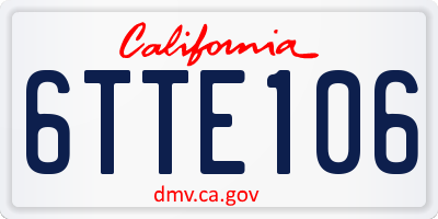 CA license plate 6TTE106