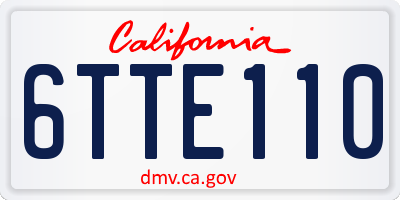 CA license plate 6TTE110