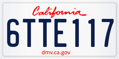 CA license plate 6TTE117
