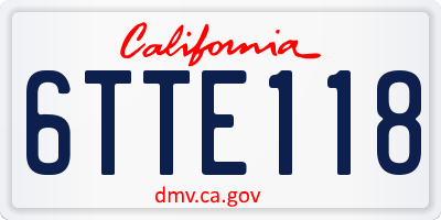 CA license plate 6TTE118