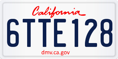 CA license plate 6TTE128