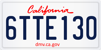 CA license plate 6TTE130