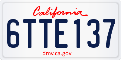 CA license plate 6TTE137