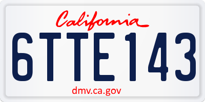 CA license plate 6TTE143