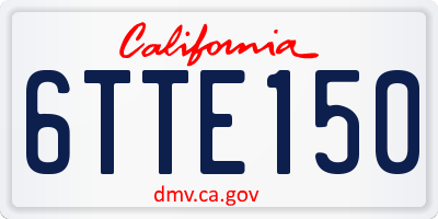 CA license plate 6TTE150