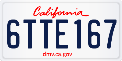 CA license plate 6TTE167