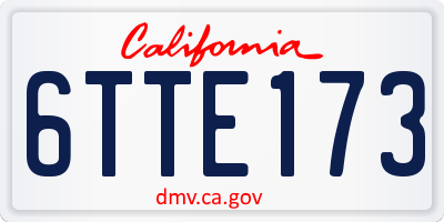 CA license plate 6TTE173
