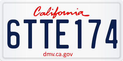 CA license plate 6TTE174