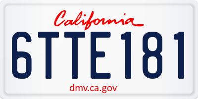 CA license plate 6TTE181