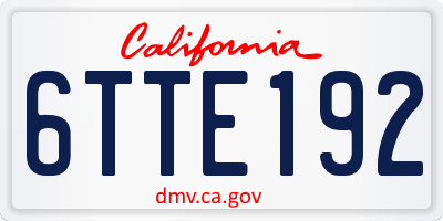 CA license plate 6TTE192