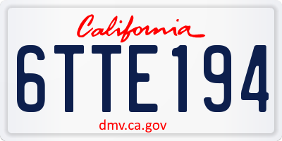 CA license plate 6TTE194
