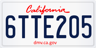 CA license plate 6TTE205