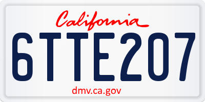 CA license plate 6TTE207