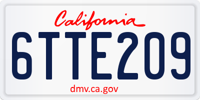 CA license plate 6TTE209