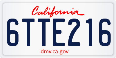 CA license plate 6TTE216