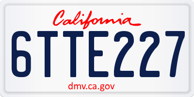 CA license plate 6TTE227