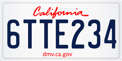 CA license plate 6TTE234